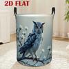 1 Laundry Basket - Gray-Toned Winter Branch Owl Print, with a Forest-Inspired Cool Atmosphere, Decorative Storage Basket, Suitable for Clothes, Toys, 