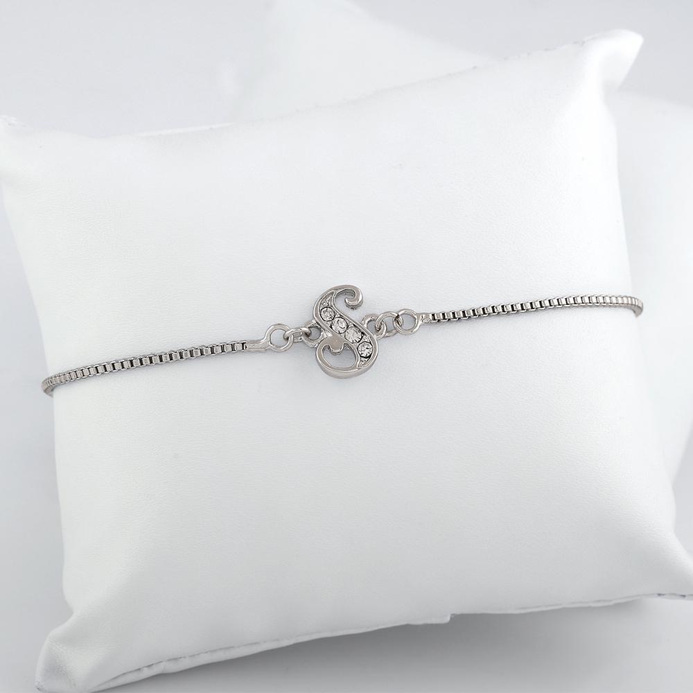 

Браслет Estele с родиевым покрытием Artistic S Initials с кристаллами для мужчин и женщин