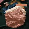 Women Luxury Satin Panties Tummly Control Summer Sexy Lace Briefs High Waist Plus Size Cotton Crotch Breathable Underpants Lingerie Underwear