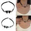 Y2K Aesthetic Heart Bowknot Choker Necklace Trendy Neckchain Jewelry Accessory Deliacte Pendant Neck Chains for Women