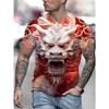 Fashion Men's Crew Neck Short Sleeve 3D Animal Color Printing Animal Short Sleeve Crew Neck T-Shirt