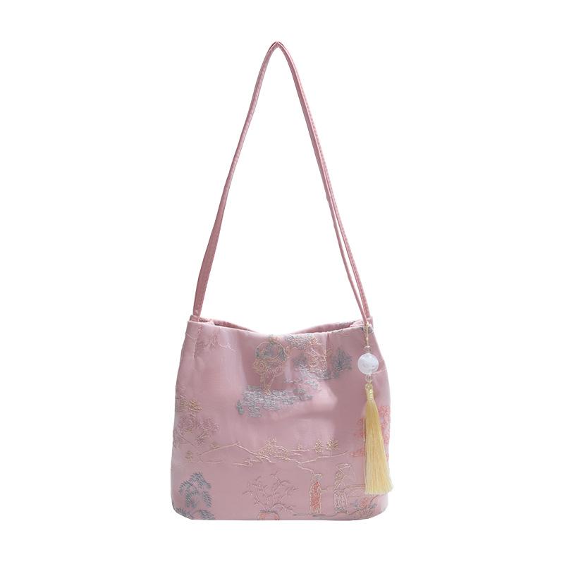 New Chinese style national style messenger bag women's 2025 new trendy casual fashion shoulder bag cloth bag popular bucket bag