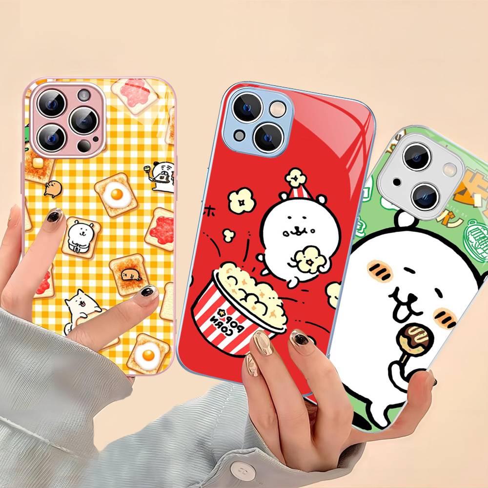 Cute White Joke Bear For IPhone 14 13 12 Mini 11 Pro XS Max X XR 14 Plus Tempered Glass Cover