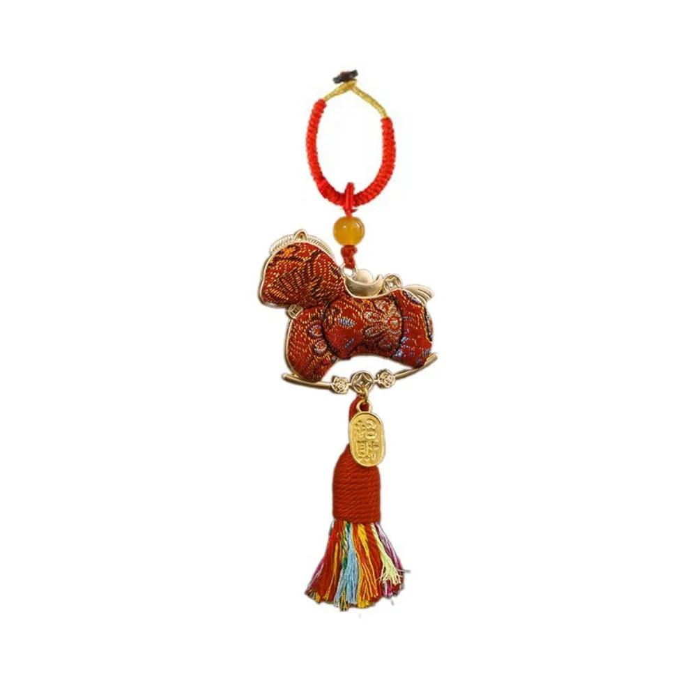 

Tassel Horse Year Pendant Good Luck Chinese Style Zodiac Horse Keychain Handmade Home Decor Songjin Horse Hanging Ornaments красный