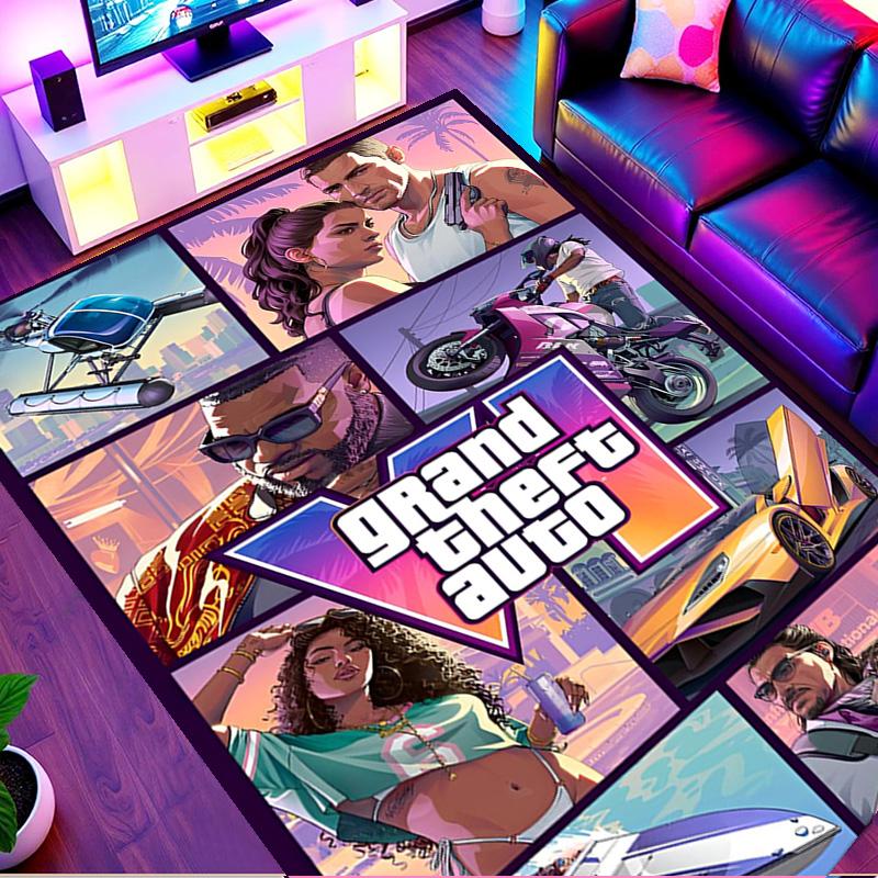 Grand Theft Auto VI Print Rug, Washable Floor Carpet, For Entryway Dorm Laundry Room Office Study, Home Decor Birthday Christmas Gift