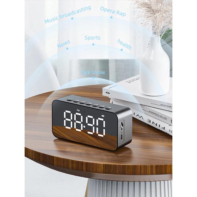 

Настольный мини светодиодный зеркальный цифровой будильник с Bluetooth-динамиком, беспроводной аудио-телефон со стереозвуком