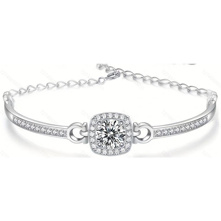 

Классический регулируемый браслет из стерлингового серебра S925 Mosang Stone, усовершенствованный браслет с бриллиантами в тяжелой промышленности, круглая сумка в один карат Adjustable size