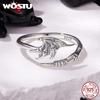 WOSTU 925 Sterling Silver Edgy Gothic Demon Wing Claw Ring For Women Retro S925 Silver Punk Adjustable Rings Halloween Gift