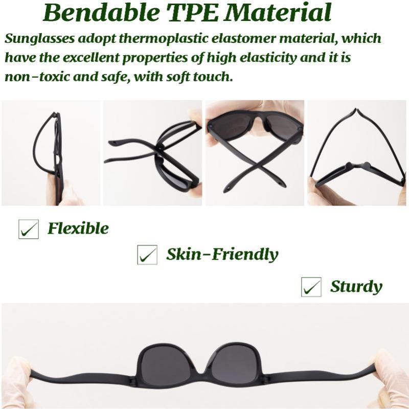 0-24 Months Newborn Baby Bendable Flexible Polarized Sunglasses with Strap Infant Boy Girls Square Silicone Frame Mirrored UV400