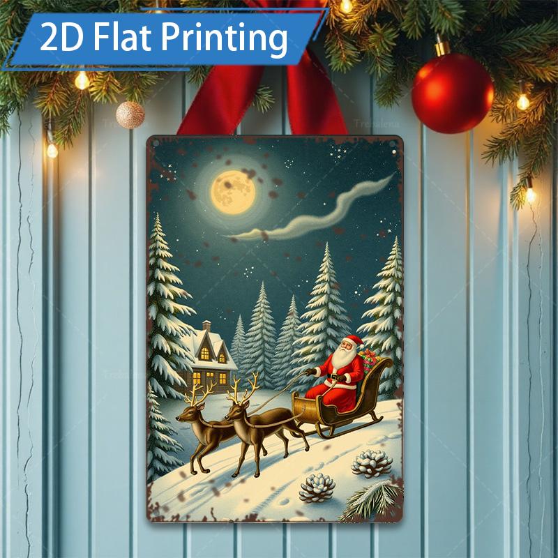 D FLAT pc Metal Sign Vintage Santa Claus Metal Sign D Flat Print Christmas Decor 20x30cm(7.8x11.8inch)
