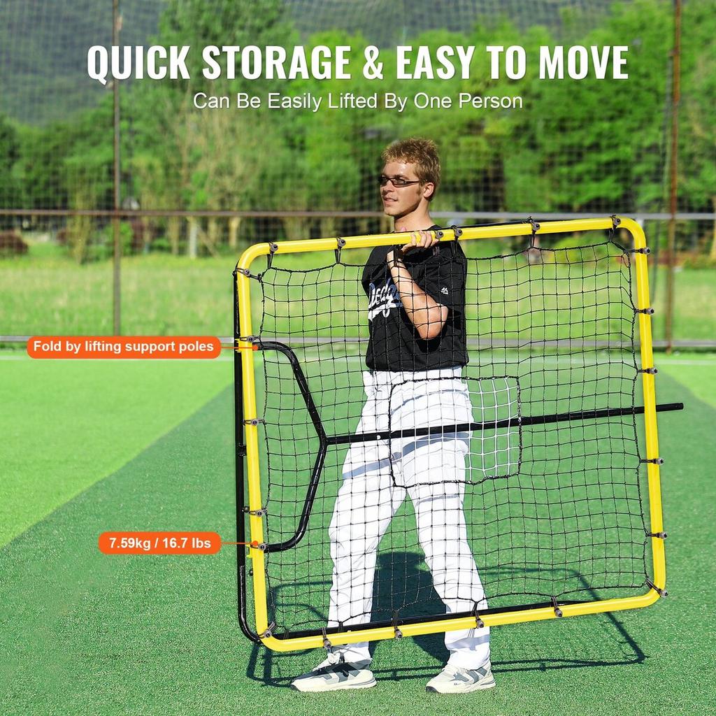 Baseball And Softball Rebounder Net, 4 X 4.5 Feet PitchBack Baseball Nest for Pitching and Fielding Training, Pitch Return Trainer Rebound Net with