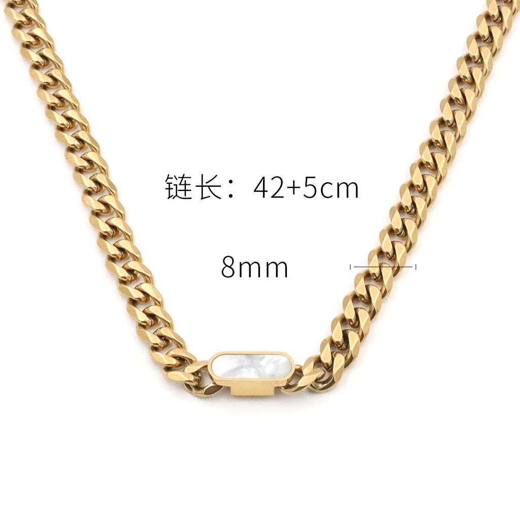 Wind Persönlichkeit Einfache Titanstahl Halskette 18K Gold Vakuum Beschichtet Kubanische Kette Schlangenknochen Kette