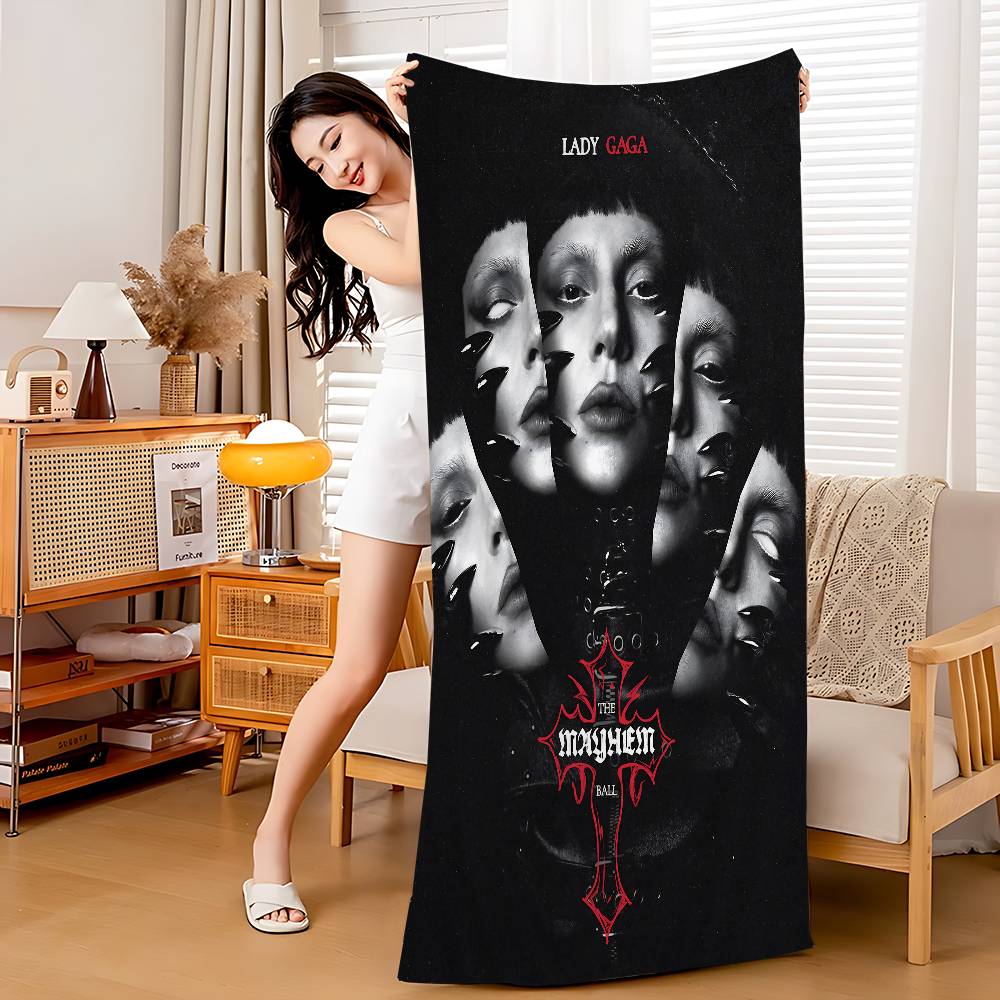 

Singer L-Lady Gaga Microfiber Beach Towel Absorbent Quick Dry Soft Yoga Swimming Resort Mountain Climbing Towel W40*H60(CM)