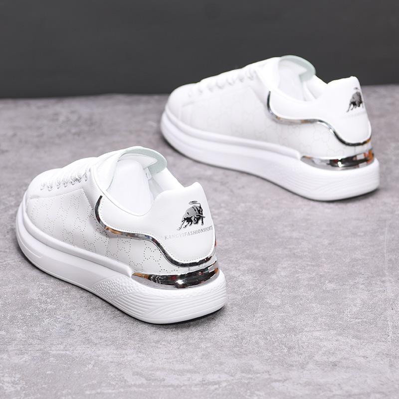 McQueen Leather Thick Sole Heightening Breathable Casual Couple Board Shoes KY21121 Comfortable Muffin