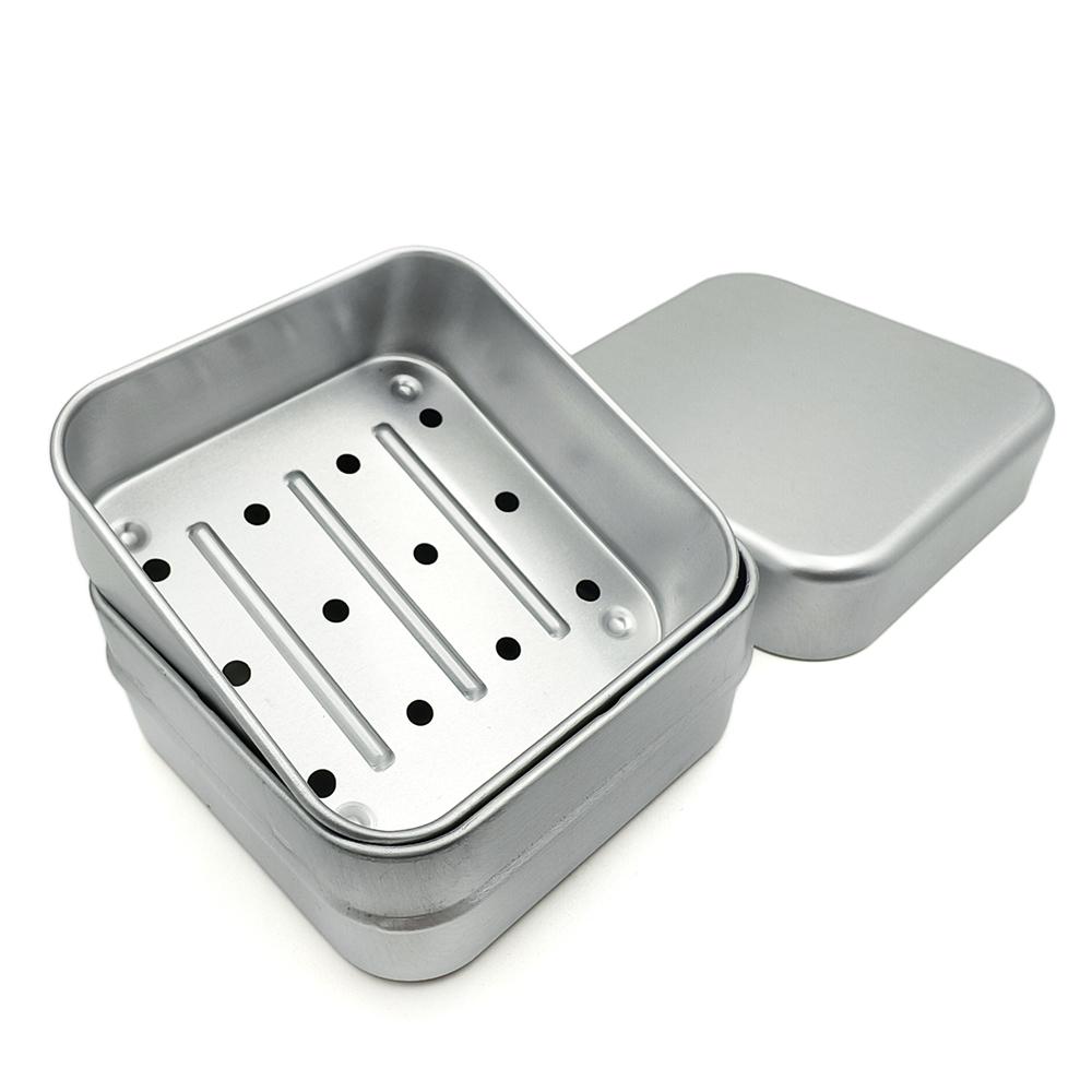 Quadratische Aluminium-Zahnschale Zahnbox mit Deckel Aluminium-Zahnständer Zahn-Tablett Behälter