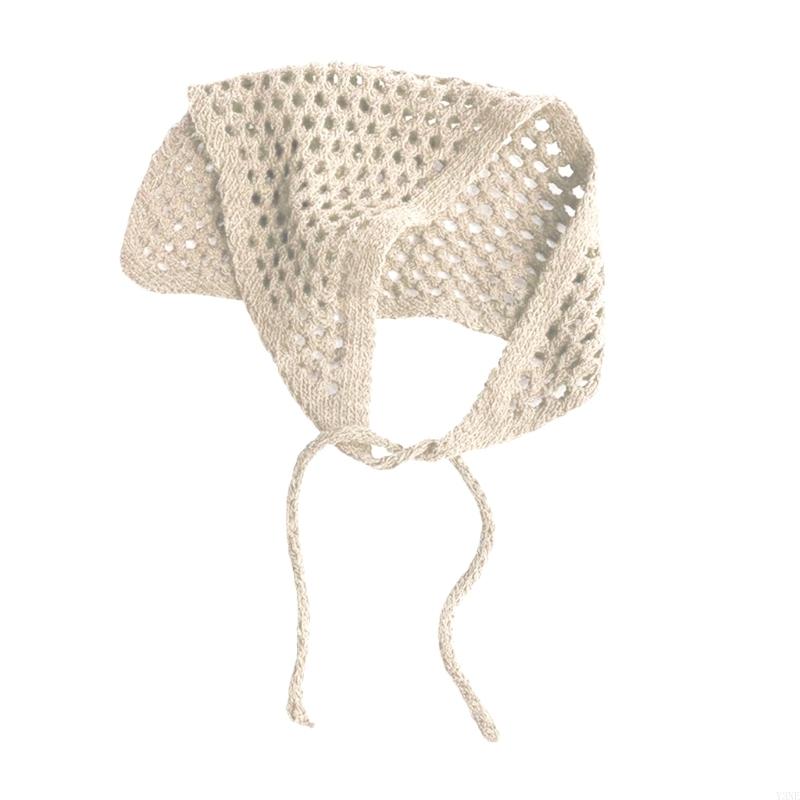 Y3NE Multifunctionele Uitgeholde Gebreide Sjaal Driehoekige Heupsjaal Hoofddoek Voor Vrouwen Meisjes Buitenactiviteit Strandvakantie Foto white