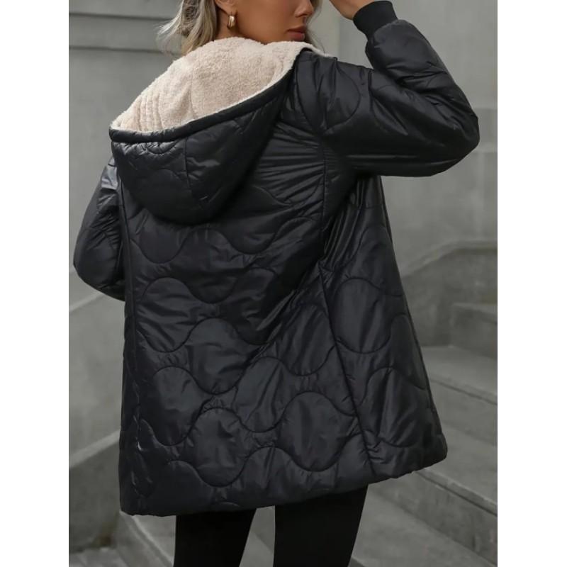 Women's Short, Loose-Fitting Korean-Style Jacket for Fall/Winter—Thick, Warm, Hooded Cotton Jacket