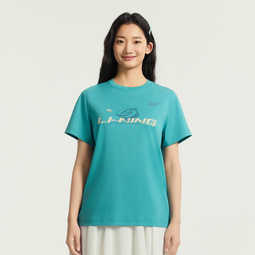 Li-Ning Round Neck Letter Print Logo T-Shirt Women tops ATSW276-9