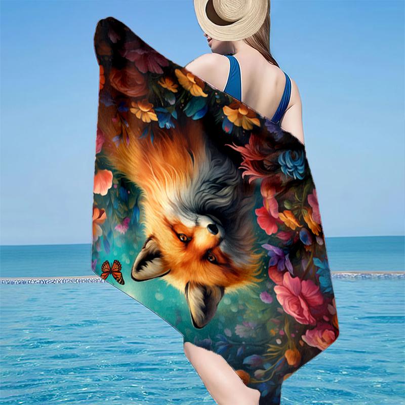 Herbstfuchs Porträt Strandtuch, Superweiche Mikrofaser, Geschenk für Sie/Ihn, Geburtstag, für Pool, Strand, Reisen, Heimdekoration Fan-Geschenke