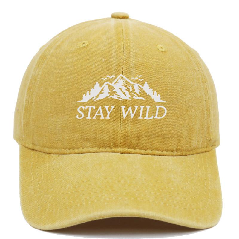 Stay Wild Mountain Embroidered Baseball Cap With Soft Top For Outdoor Sunshade