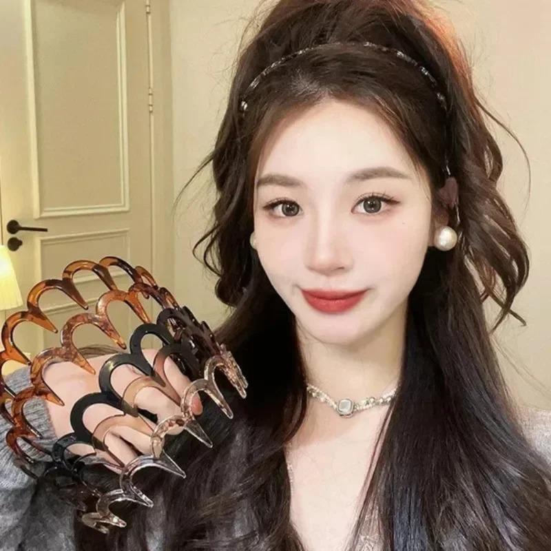 Women Solid Color Toothed Non-slip Hair Bands Girl Face Wash Sports Hairbands Wave Headbands Hair Accessories