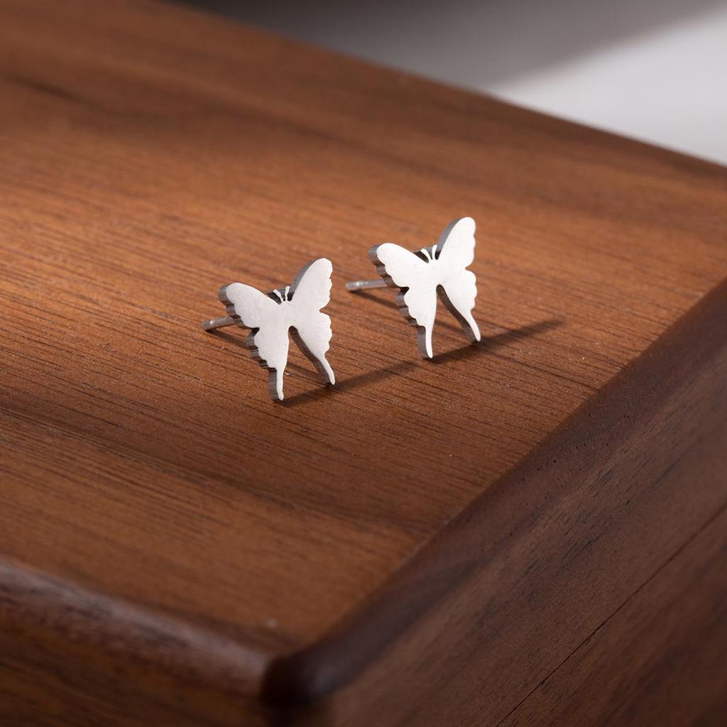 European & American Style Titanium Steel Star, Moon & Bowknot Stud Earrings for Women
