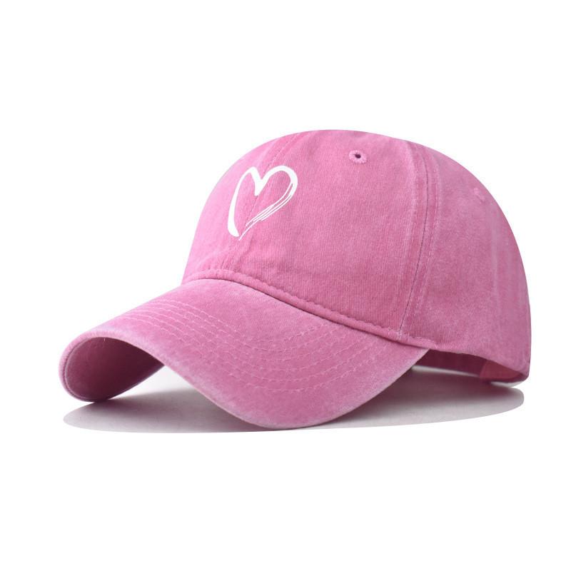 Shaped Pattern Heart Cotton Retro Big Heart Baseball Hat Adjustable Cap Adults
