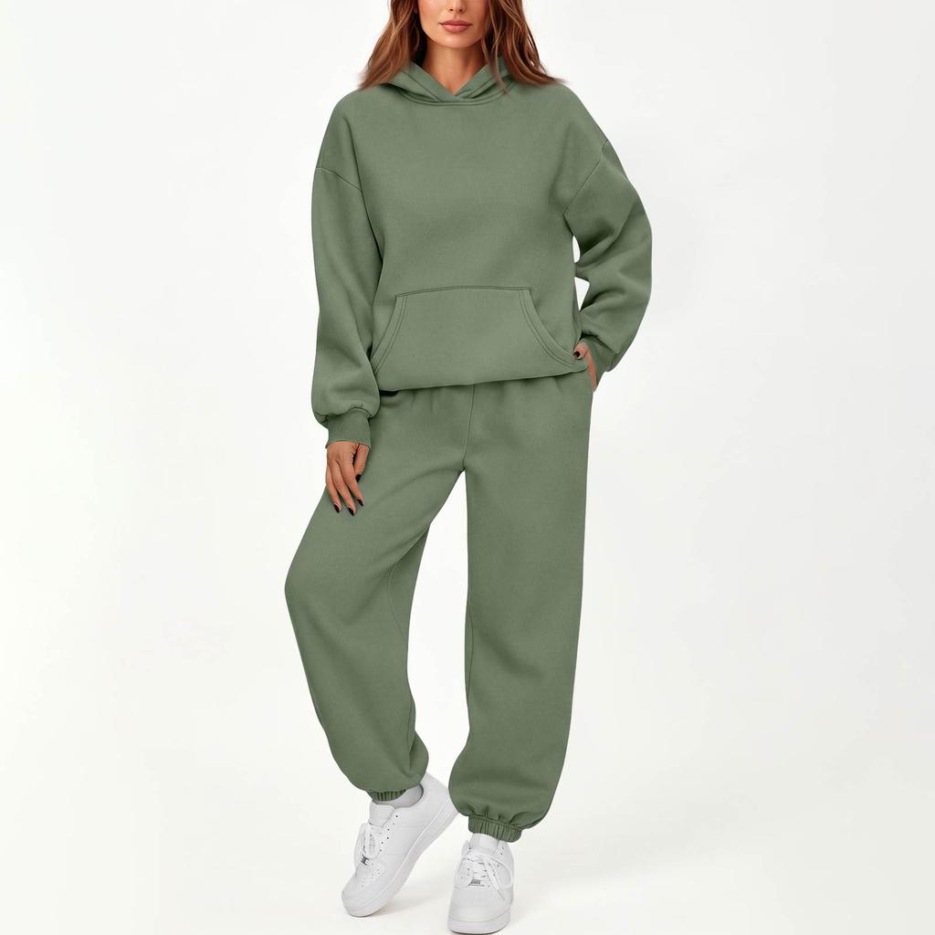 Casual Tweestuk Trainingspak voor Dames met Hoodie en Losse Broek voor Herfst Winter