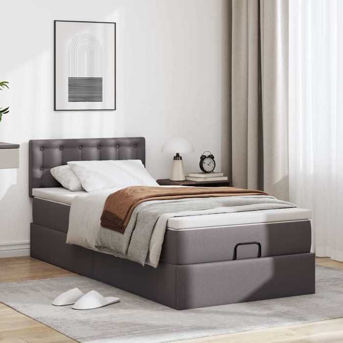 Maison Exclusive - Cadre de lit ottoman avec matelas gris 100x200 cm similicuir