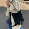 Internet Celebrity Same Casual Punk Matte Suede Shoulder Messenger Bag Trendy Fashion Rivet Tassel Tote Small Square Bag