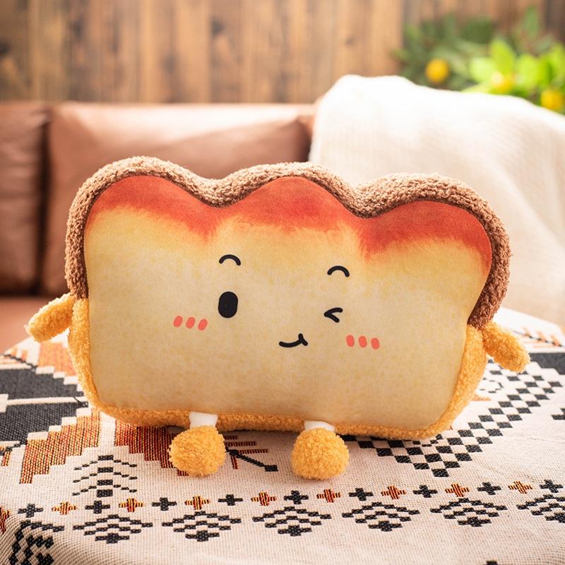 Plush Toast Bread Pillow Kawaii Food Toast Soft Doll Winter Hand Warmer Home Decoration Cushion Kids Toys Birthday Gift