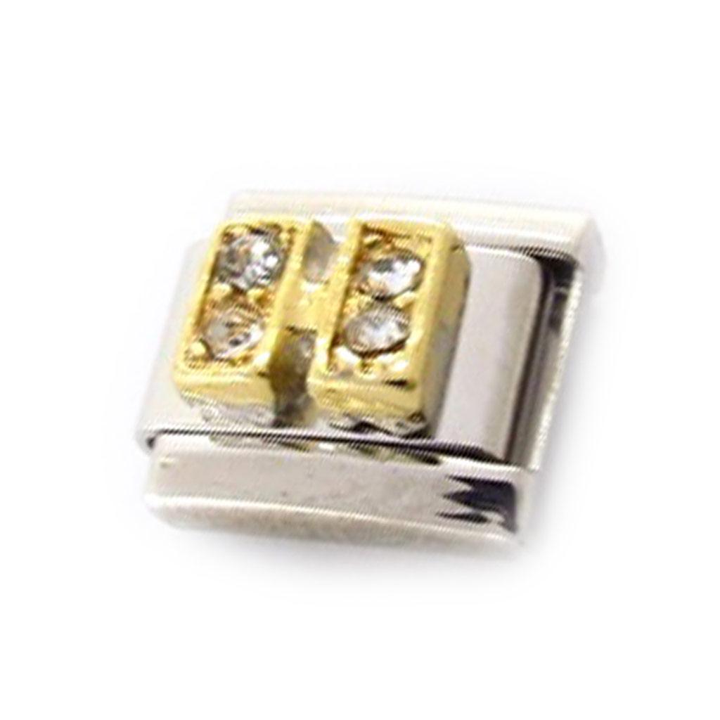 Les Trésors De Lily [C6048] - 'H' Letter Gold White Mesh