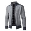 2025 Men's Solid Color Knit Zipper Cardigan - Thick Plus Velvet Coat for Autumn & Winter