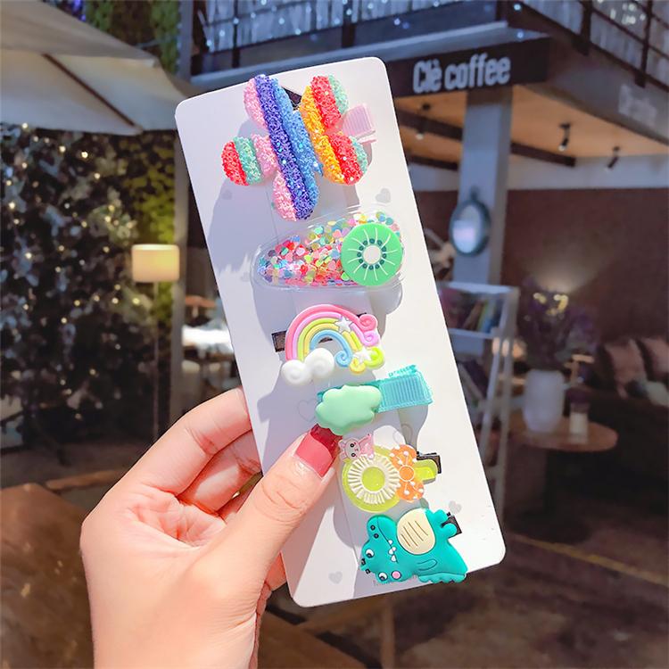 2022 Cute Design Hair Accessories Cartoon Hair Clip Hair Clip Set Kids Rainbow Hairclips for Kid Girls