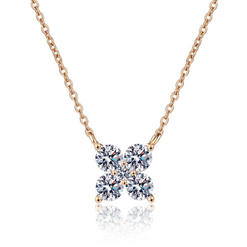 Girlfriend Valentine's Day 18K Rose Gold Necklaces Women Wedding Fine Jewelry Moissanite Diamond Daughter Birthday Gift