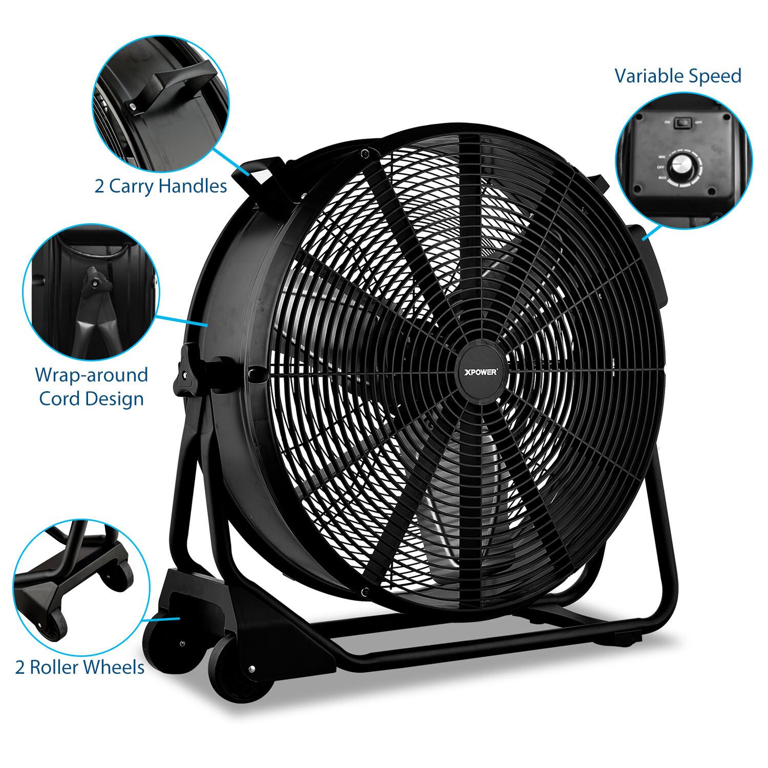 XPOWER FD-630D Высокоскоростной Промышленный 24  Переносной Напольный Барабанный Вентилятор Заводской Цех