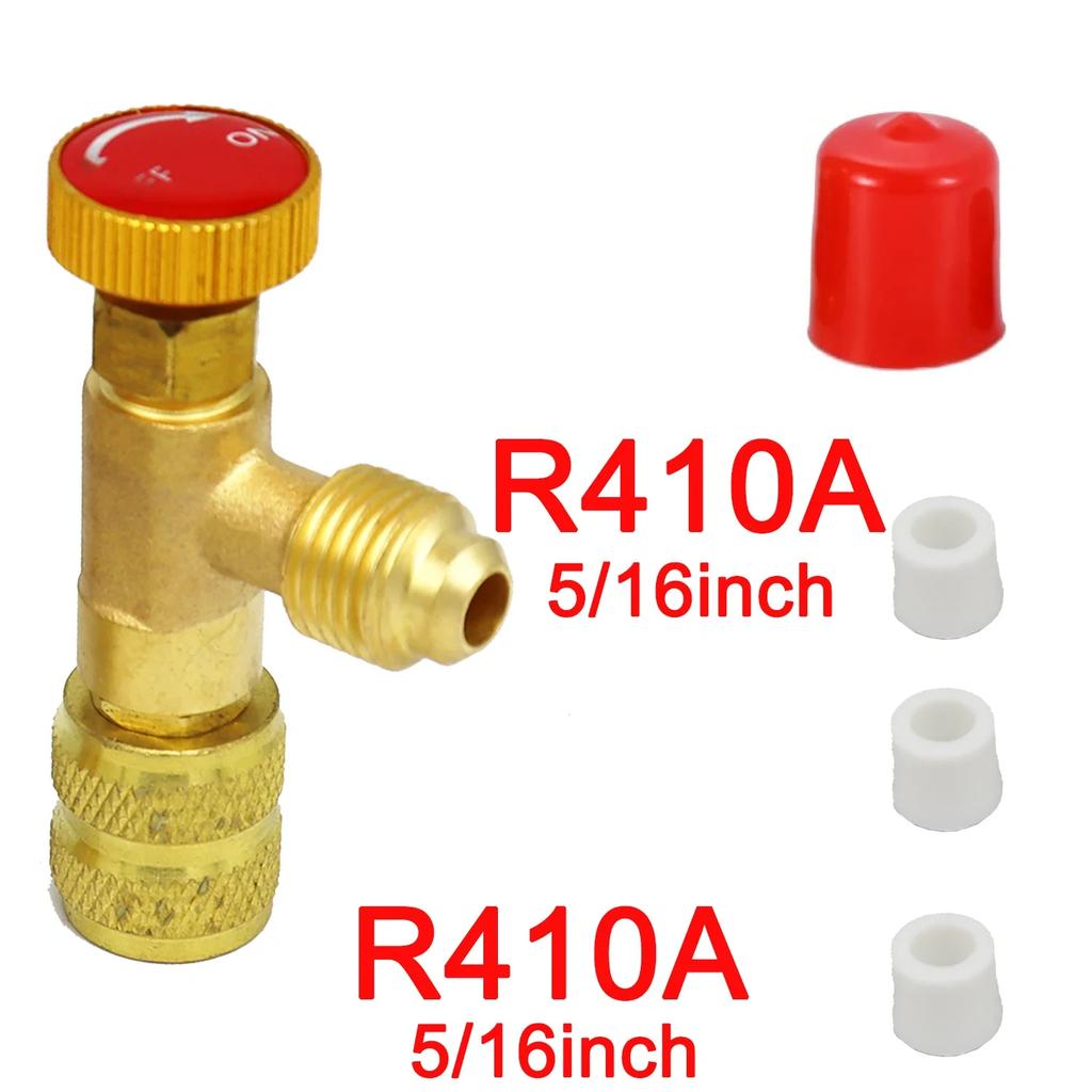 Air Conditioning Refrigerant Safety Valve R410A R22 1/4" 5/16" Refrigeration Charging Safety Liquid Adapter Hand Tool Parts