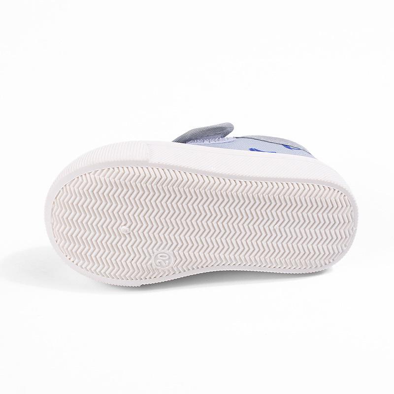 Spring 2026 Kids' Canvas Shoes: Printed Toe Cap, Velcro Closure, Anti-Kick Soft Sole, Toddler-Friendly.