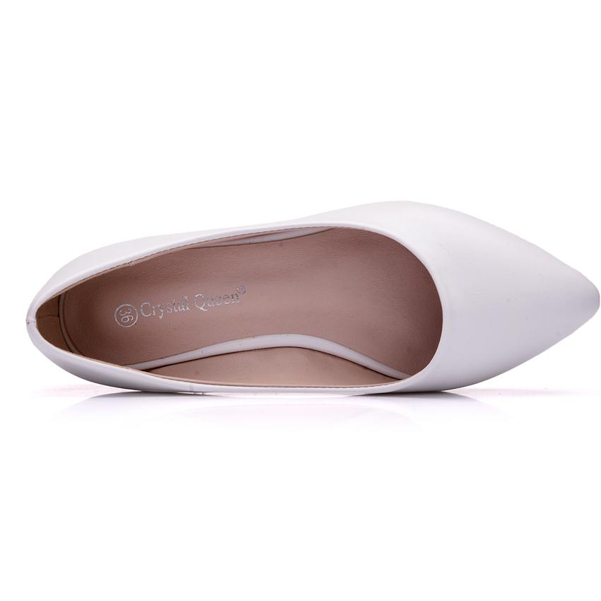 Crystal Queen Women Flats Slip On Ballet White Wedding Shoes Pointed Toe Comfortable Grandmother Boat
