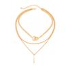 Salircon Fashion Double Circle Straight Bar Multi-layer Chain Necklace Women's Creative Exquisite Metal Pendant Necklace Jewelry