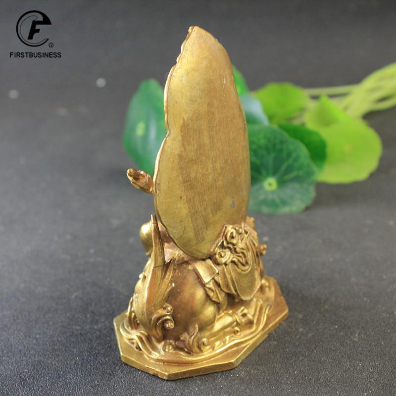 Antique Copper Tibetan Buddhism Holding Sword Manjushri Bodhisattva Buddha Riding Mythical Beast Statue Crafts Desktop Ornaments