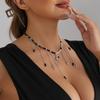Y1K Spice Girl Wind Black Bead Necklace Ins Mix and Match Star Cross Tassel Eye Sucking Collarbone Chain