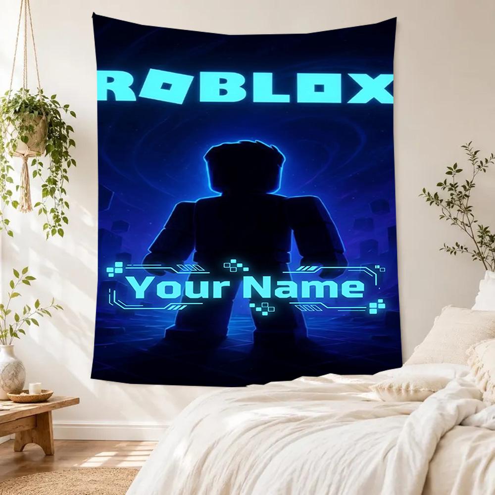Roblox Customize Your Name Tapestry Aesthetic Wall Tapestry Machine Washable Suitable for Living Room All-Season Use Unique Gift for Family Friends