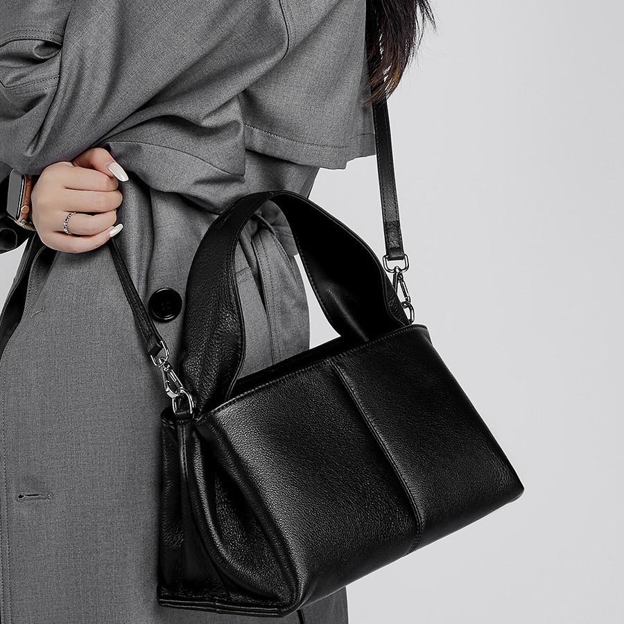 Textured Hand-held Large Bag Cowhide Shoulder Armpit Bag New Leather Messenger Women's Bag