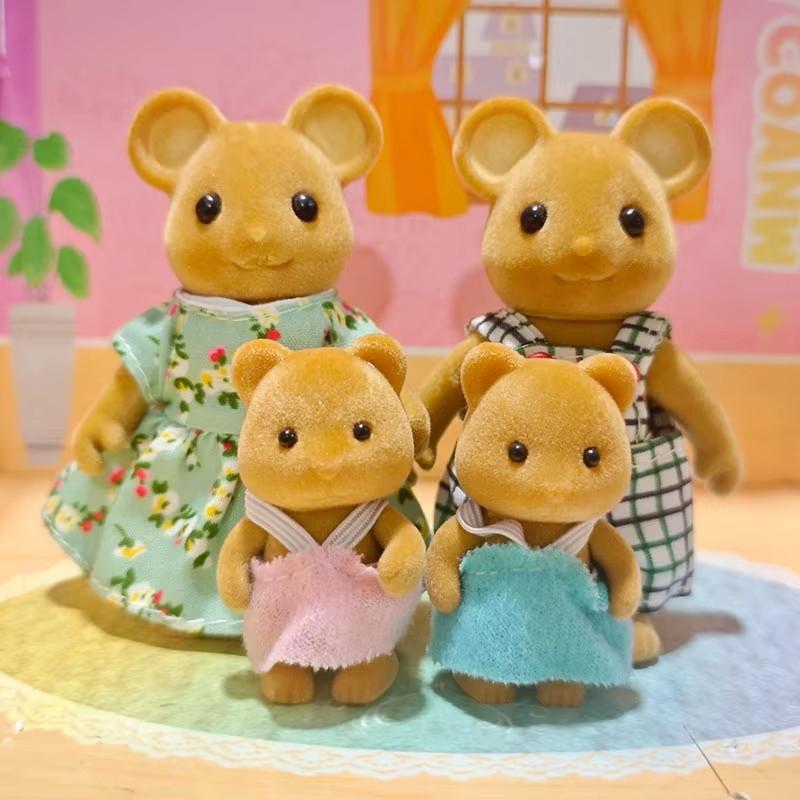 Miniature Dollhouse Pretend Play Figures for Kids Dollhouse Forest Family Doll Rabbit Bear Squirrel Family Animal Birthdays Gift