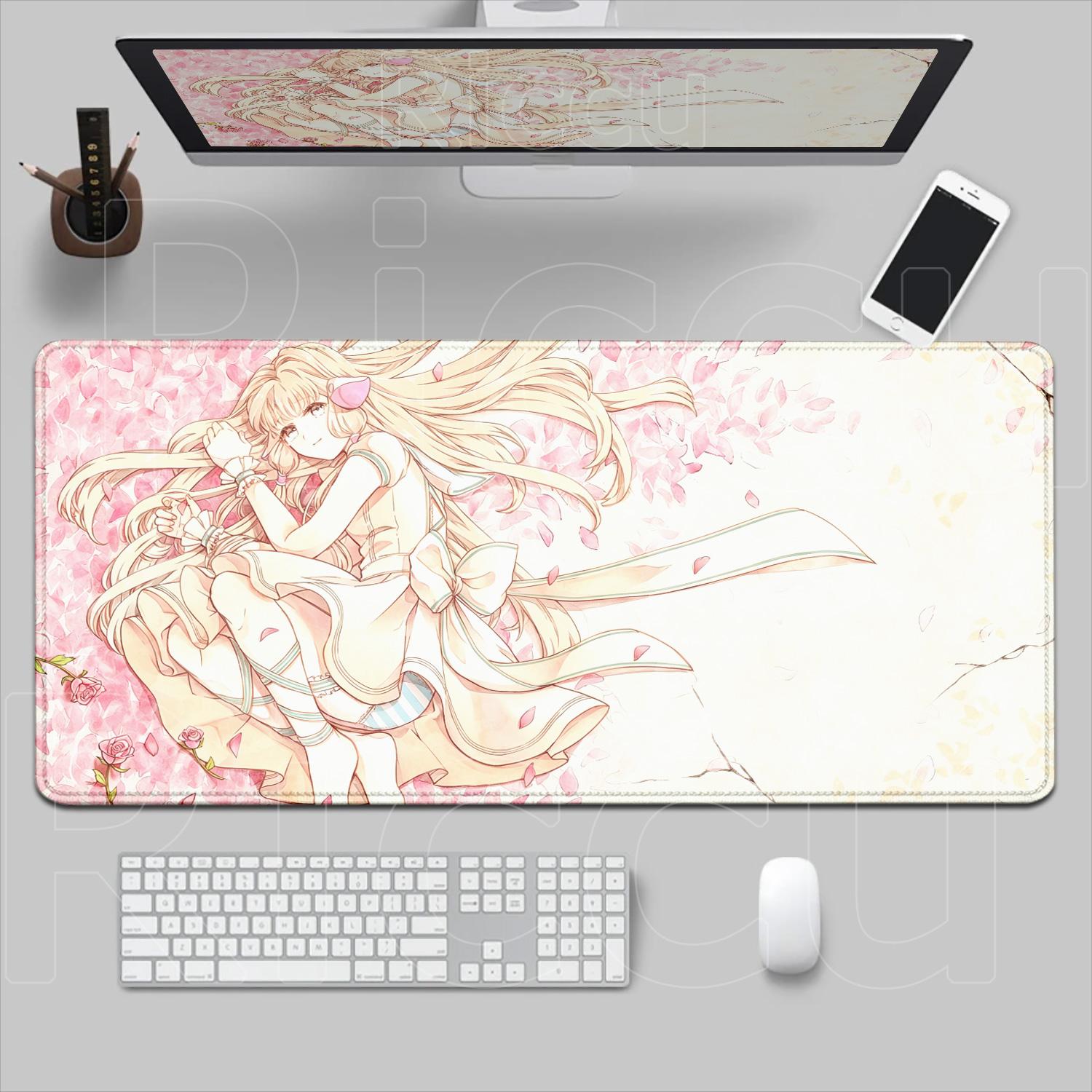 CChobits Chii Cartoon Computer KeyboardMat Kawaii Anime Pinkly Girl LaptopPad HD Printing Gamer Pc Cabinet MousePad Accessories 300x800x2MM
