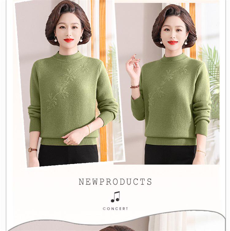 Mom's Velvet One-Piece Winter Base Layer Top for Middle-Aged & Elderly Women - Warm, Plus Velvet, Thick Knit