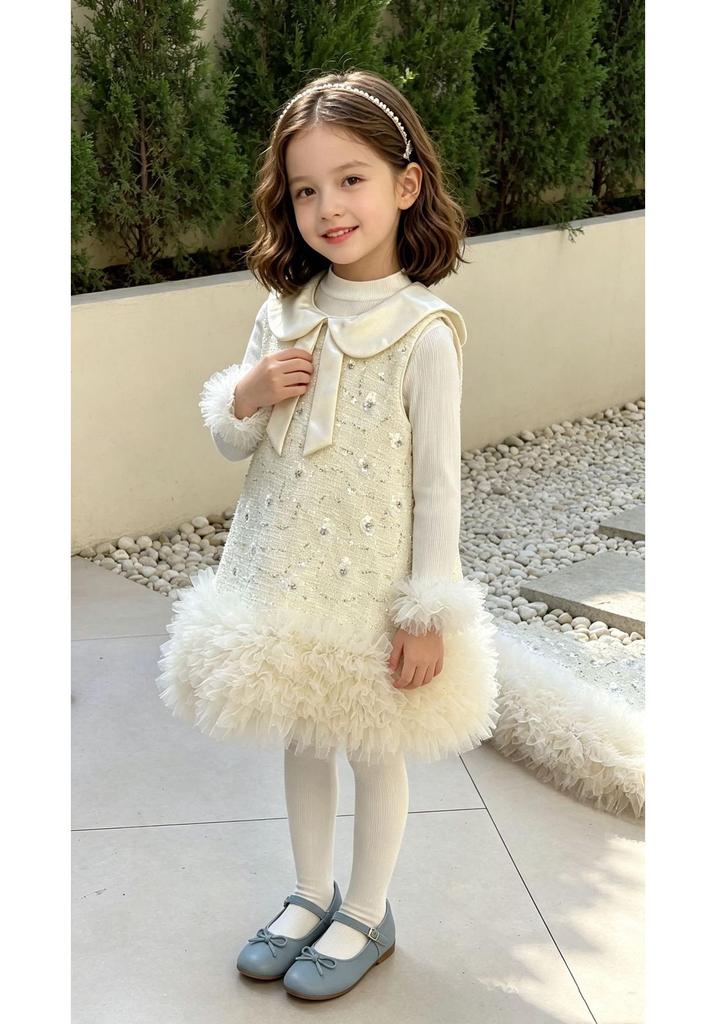 2026 Spring/Autumn Coco Style Girls' Puffy Skirt Princess Dress: Elegant Baby Banquet Attire