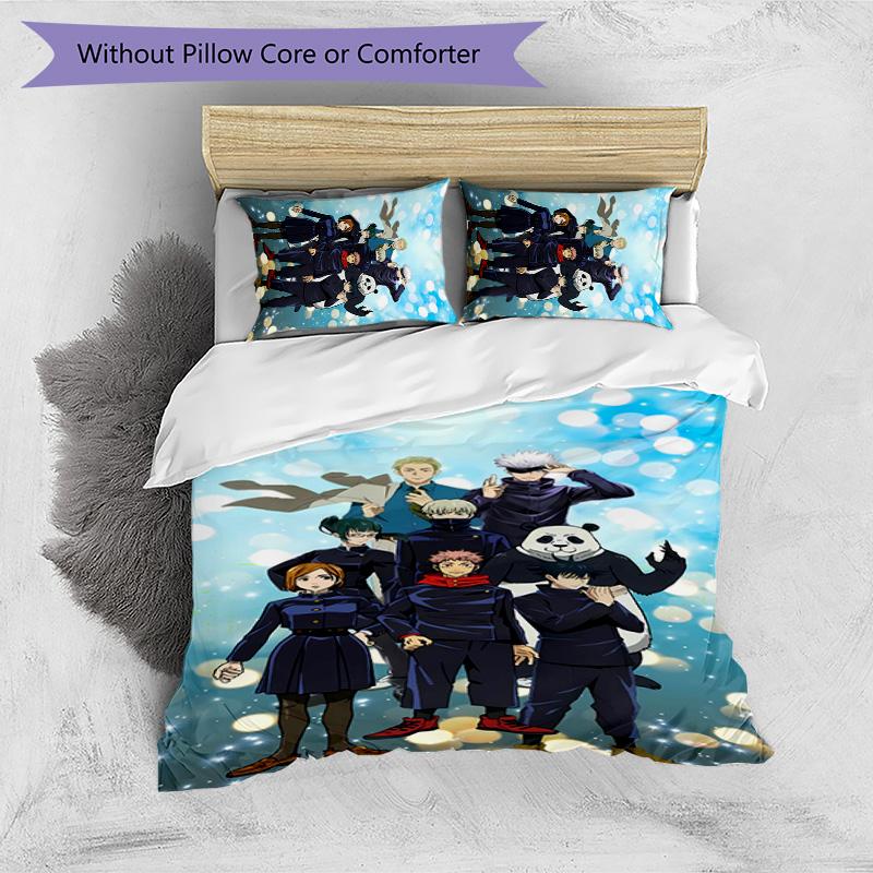 Jujutsu Kaisen Printed 3PCS Bedding Set Soft Breathable Duvet Cover Pillowcases Set Washable Bedroom Decor Home Gift