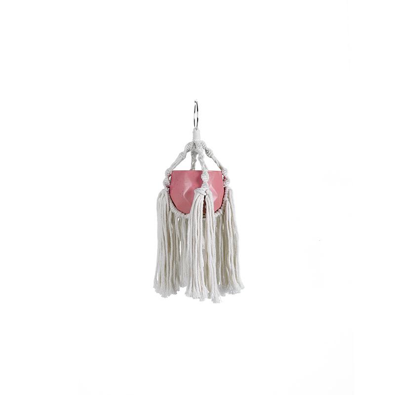 Hand-woven Bohemian Hemp Rope Hanging Basket Pendant